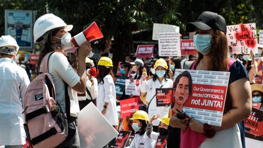 Myanmar protest tegen militaire coup