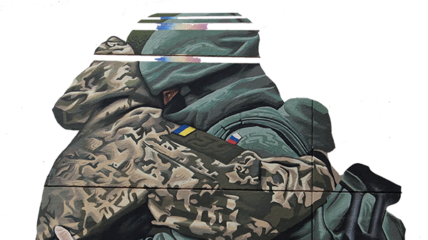 soldiers hug