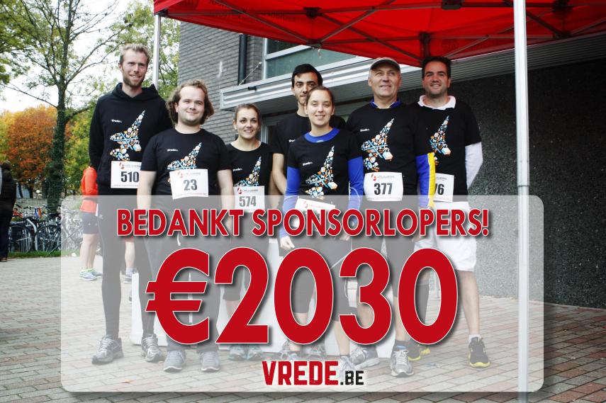 Meer dan 2000 euro steun dankzij sponsorlopers Vredesloop 2015!