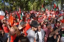 Rode kaart voor Genocide betoging 7 september 2025