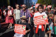 Rode kaart voor Genocide betoging 7 september 2025