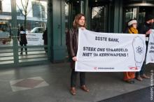 Acties tegen investeringen in kernwapens bij hoofdkantoren KBC, ING, BNP Paribas en Deutsche Bank