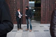 Acties tegen investeringen in kernwapens bij hoofdkantoren KBC, ING, BNP Paribas en Deutsche Bank