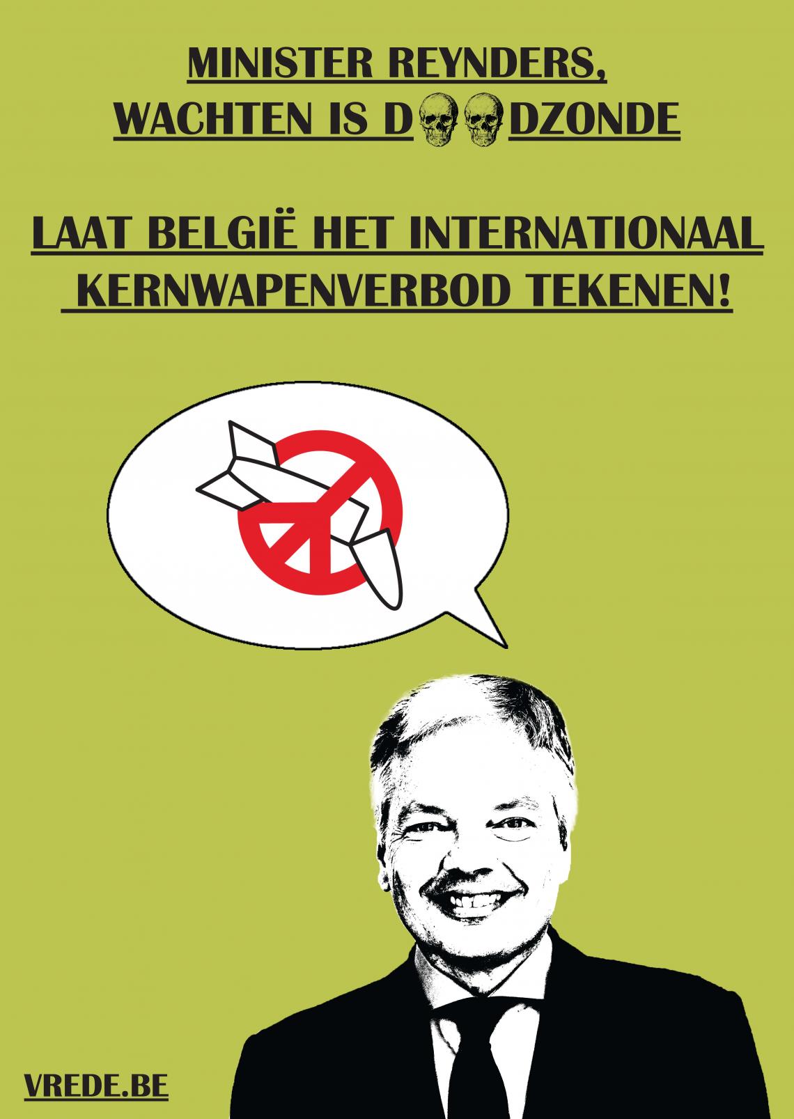 Minister Reynders, wachten is doodzonde. Laat België het internationaal kernwapenverbod tekenen!